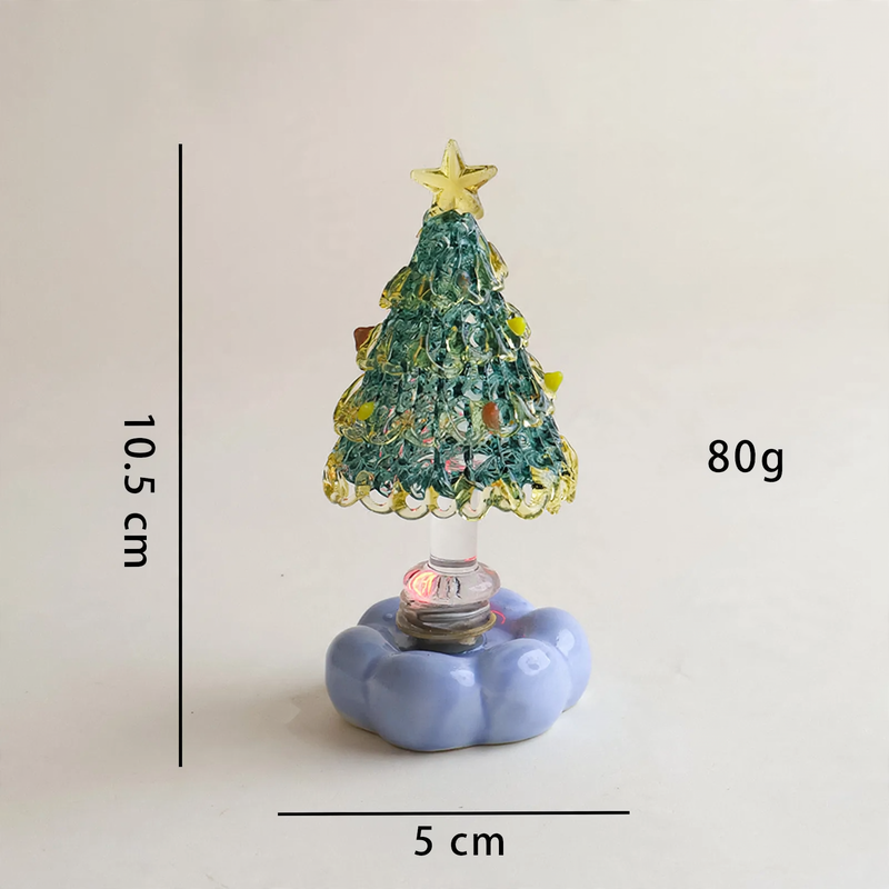 Decorative, rotating LED Christmas tree figure made of glass