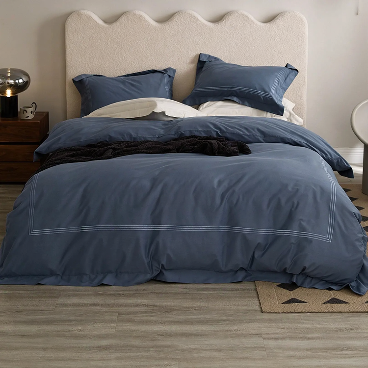 Minimalist Cotton Bedding Set with Embroidery