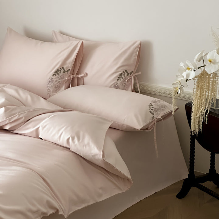 Cotton bedding set, 4-piece, embroidered