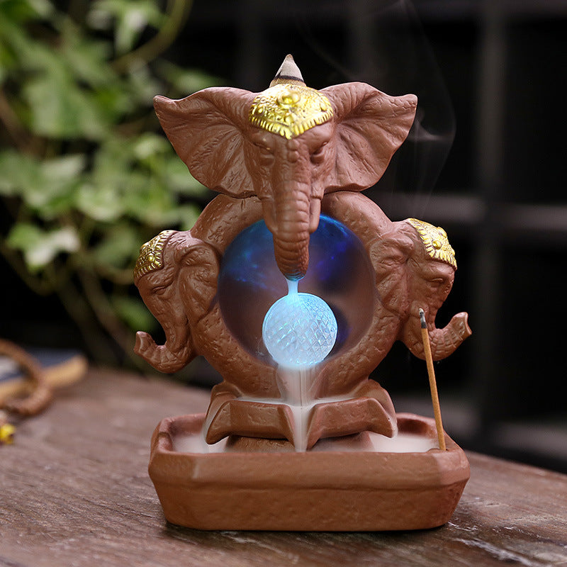 Decorative Elephant-Themed Incense Holder