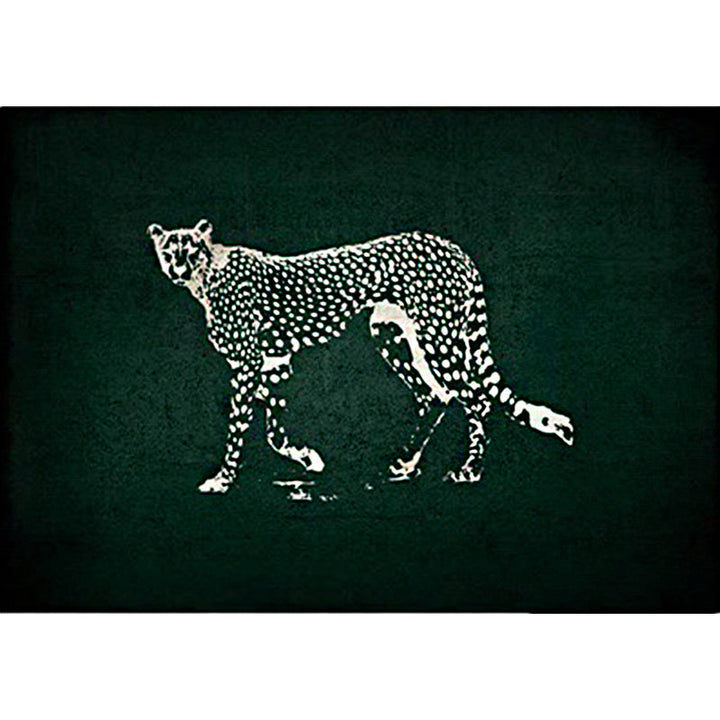 Dark green contemporary rug polyester leopard print rug washable non-slip backing rug for the living room | Bowlift