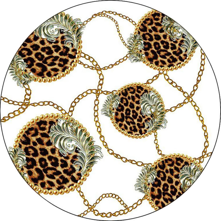 White Bedroom Rug Modern Chain Leopard Leaf Pattern Area Rug Polyester Pet-friendly Washable Rug | Bowlift