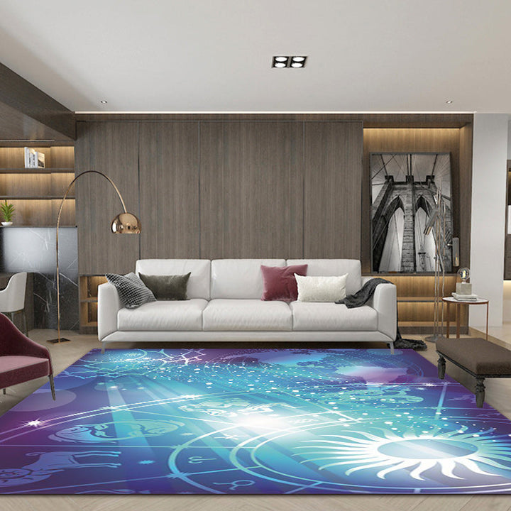 Contemporary modern rug in blue outdoor constellation pattern rug polyester washable rug for home decoration | Bowlift