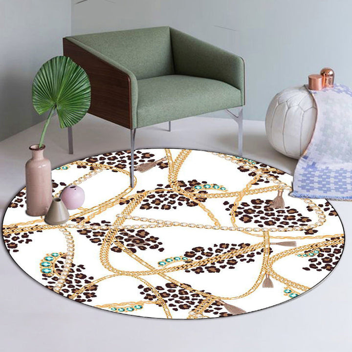 White Bedroom Carpet Modern Leopard Chain Pattern Area Rug Polyester Pet-Friendly Washable Rug | Bowlift