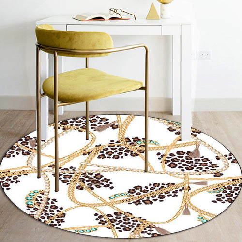 White Bedroom Carpet Modern Leopard Chain Pattern Area Rug Polyester Pet-Friendly Washable Rug | Bowlift
