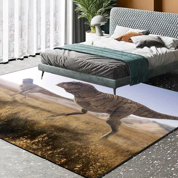 Brown novelty carpet polyester dinosaur pattern carpet washable non-slip backing carpet for the living room | Bowlift