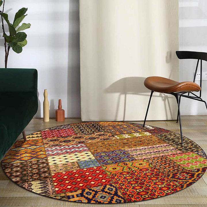 BowLift | Yellow Southwestern Rug Polyester tribal checkered pattern rug washable with non-slip backing rug for the living room
