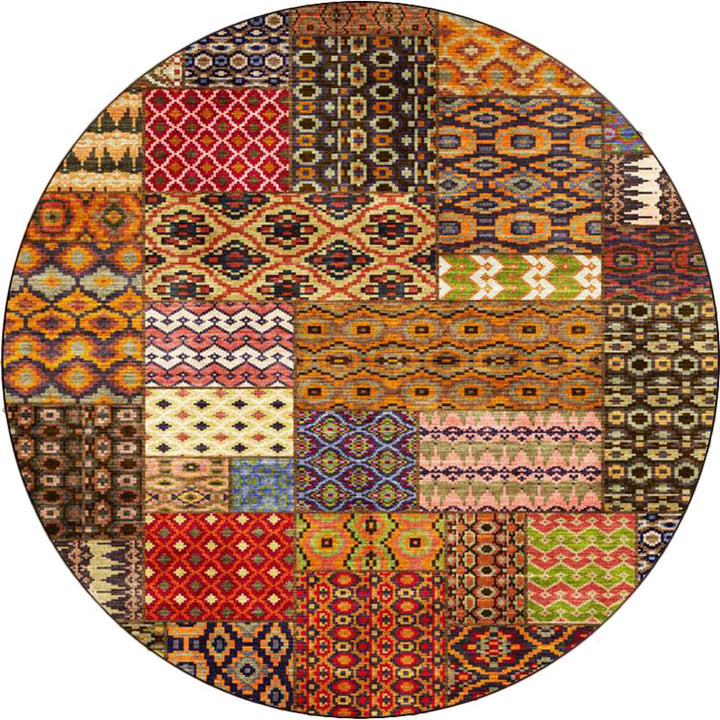 BowLift | Yellow Southwestern Rug Polyester tribal checkered pattern rug washable with non-slip backing rug for the living room