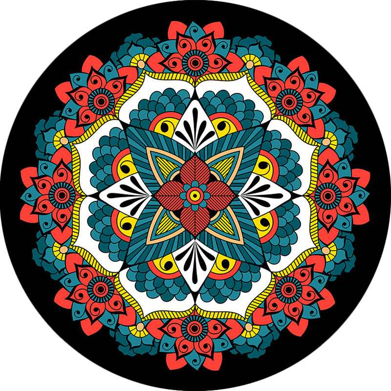 BowLift | Persian Floral Pattern Carpet Red and Blue Polyester Carpet Machine Washable Non-Slip Carpet for the Bedroom