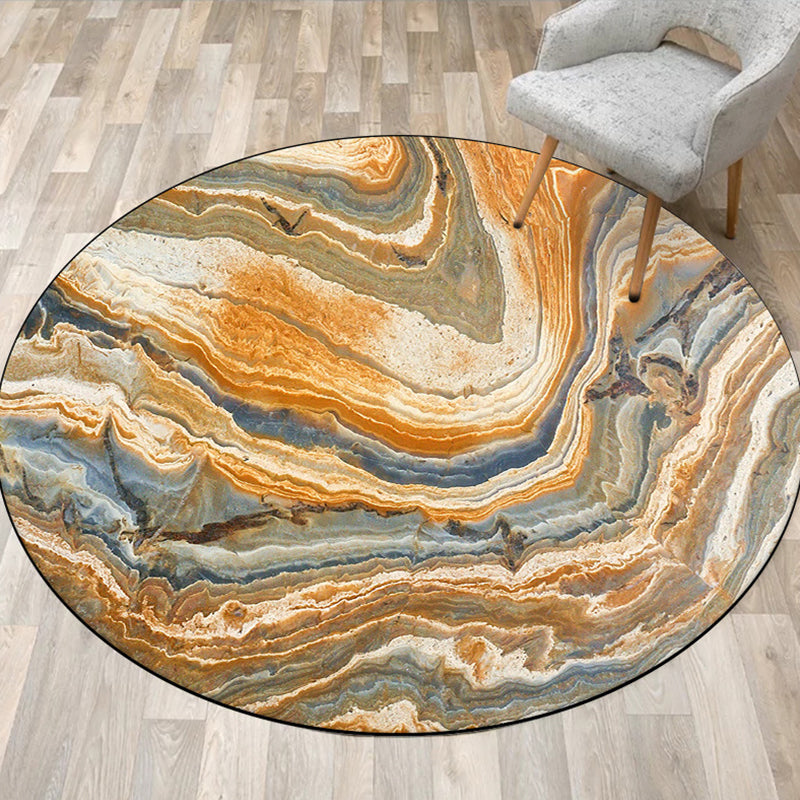 Orange bedroom rug Modern abstract rock texture pattern area rug Polyester non-slip washable rug | Bowlift