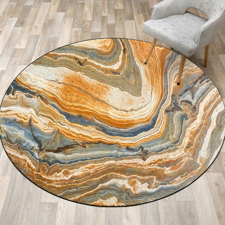 Orange bedroom rug Modern abstract rock texture pattern area rug Polyester non-slip washable rug | Bowlift