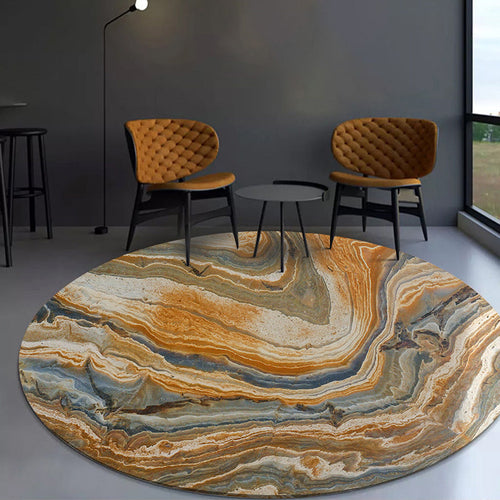 Orange bedroom rug Modern abstract rock texture pattern area rug Polyester non-slip washable rug | Bowlift