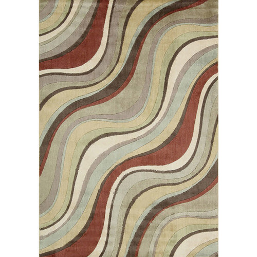 Unique swirl stripe pattern rug brown multicolored contemporary rug polyester washable non-slip back rug for the living room | Bowlift