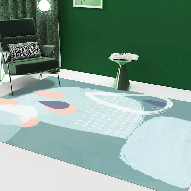 BowLift | Green Bedroom Carpet Novelty Color Block Watercolor Painting Pattern Carpet Polyester Non-Slip Back Carpet