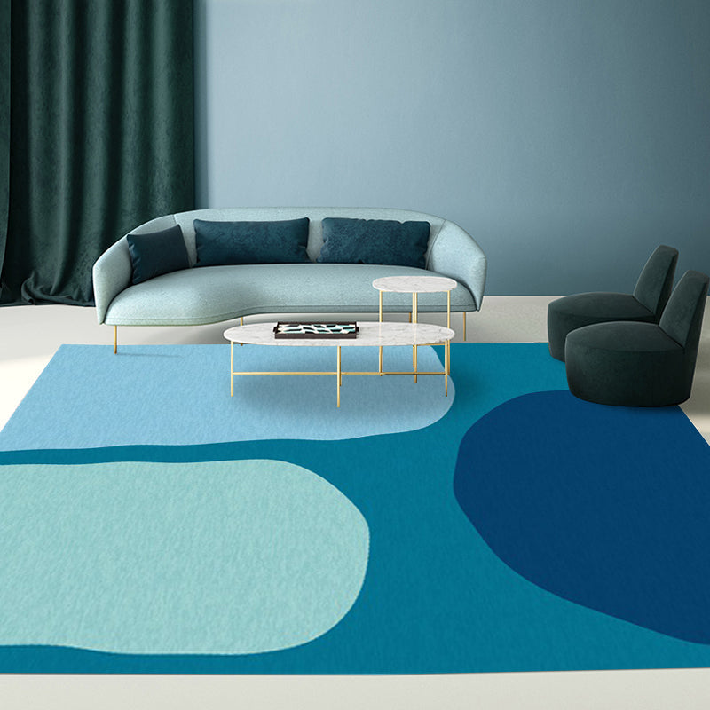 BowLift | Blue Bedroom Rug Novelty Color Box Pattern Rug Polyester Machine Washable Rug