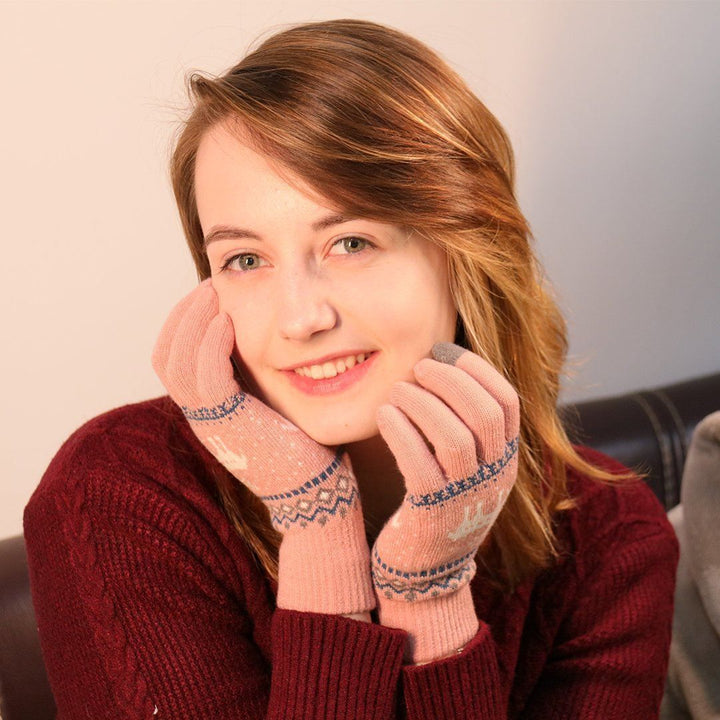 BowLift | Elk Snowflake Printed Knitted Touchscreen Glove
