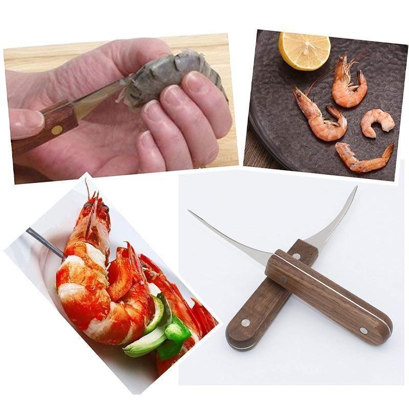 BowLift | Stainless steel shrimp tool with wooden handle