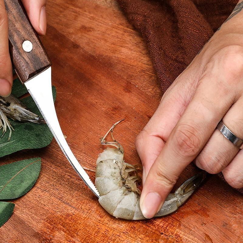 BowLift | Stainless steel shrimp tool with wooden handle