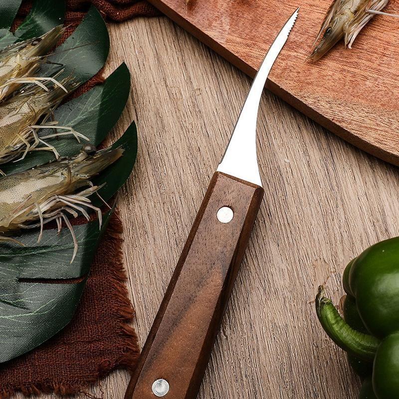 BowLift | Stainless steel shrimp tool with wooden handle