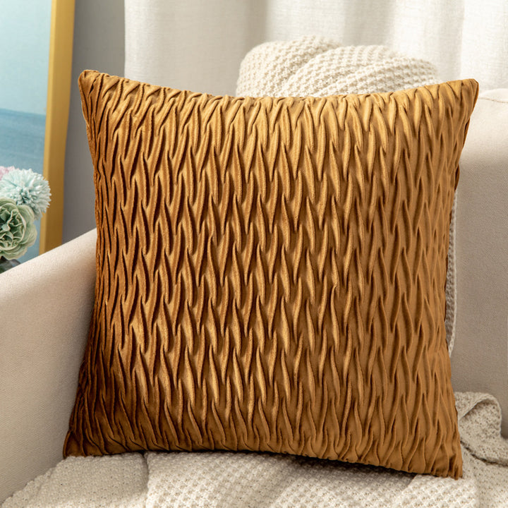 Velvet Ruched Square Throw Pillow Cushion Bowlift