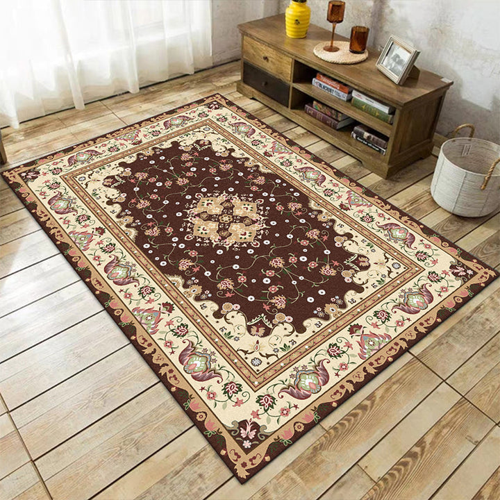 BowLift | Multicolored bedroom rug Moroccan medallion floral pattern rug made of polyester pet-friendly rug