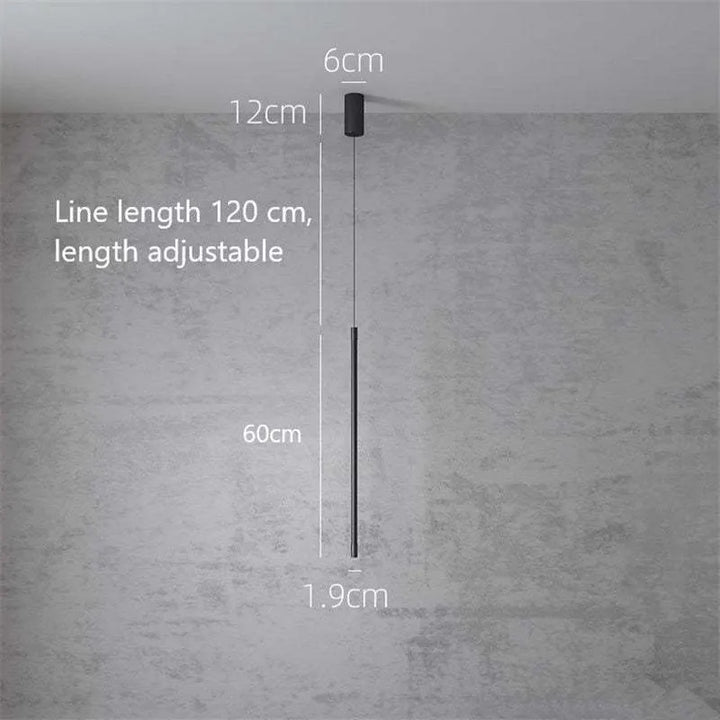 BowLift | Pendant Light Slim Black Metal Bedroom Lamp