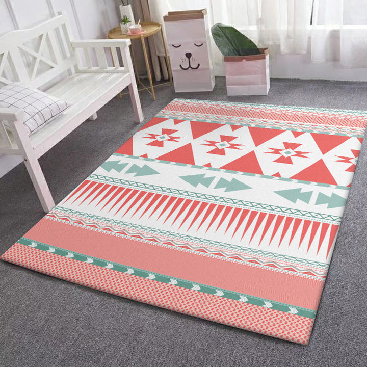 BowLift | Pink Bedroom Rug Southwestern Geometric Striped Pattern Area Rug Polyester Pet-Friendly Rug