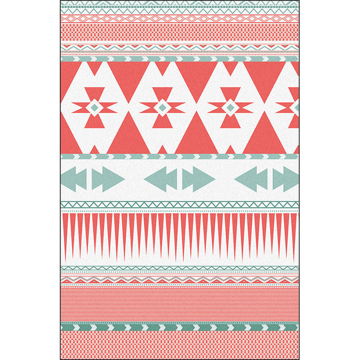 BowLift | Pink Bedroom Rug Southwestern Geometric Striped Pattern Area Rug Polyester Pet-Friendly Rug