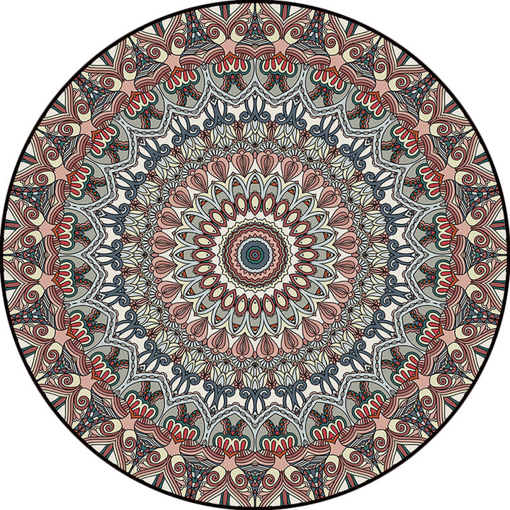 BowLift | Brown Moroccan Carpet Polyester floral printed carpet washable non-slip backing rug for living room