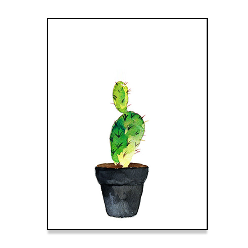 BowLift | Green Pot Cactus Wall Art Decor Plant Tropical Texture Canvas Print for Home