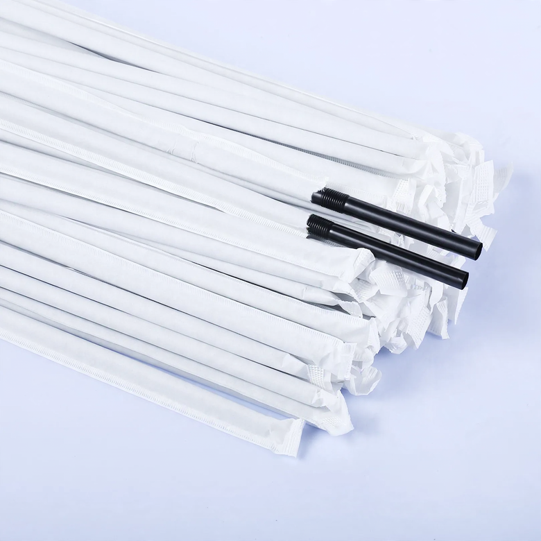 Plastic drinking straws, individually packed