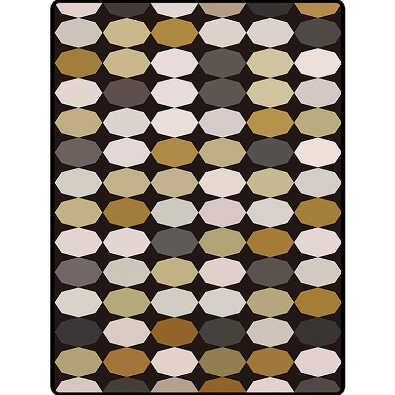 Black and Brown Bedroom Carpet Modern Geometric Polygon Pattern Carpet Polyester Machine Washable Carpet | Bowlift