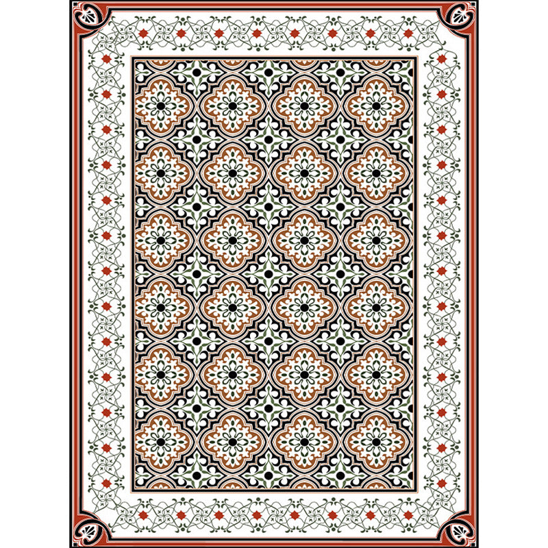 BowLift | Persian Moroccan Carpet in Brown Geometric Floral Pattern Carpet Polyester Anti-Slip Back Carpet for Home Decoration