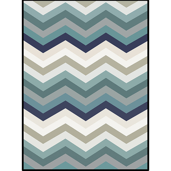 BowLift | Blue Bedroom Carpet New Arrival Geometric Wave Pattern Carpet Polyester Stain Resistant Carpet