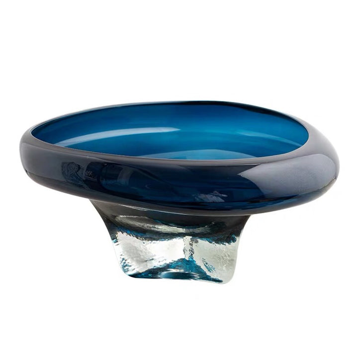 Handblown Thick-Glass Pedestal Centerpiece Bowl Bowlift