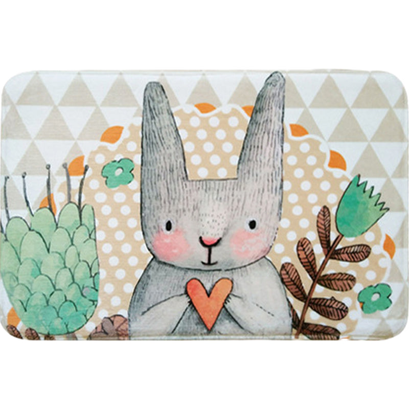 BowLift | Gray Children's Room Carpet Kids Animal Rabbit Heart Flower Pattern Rug Polyester Pet Friendly Carpet