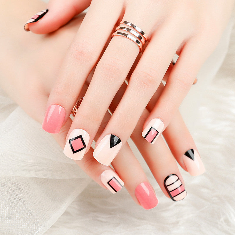 Artistic Geometric Press-On Nail Set