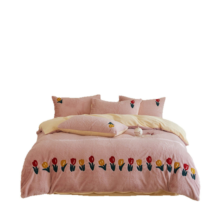 Milk fiber bedding, 4-piece, winter, floral pattern