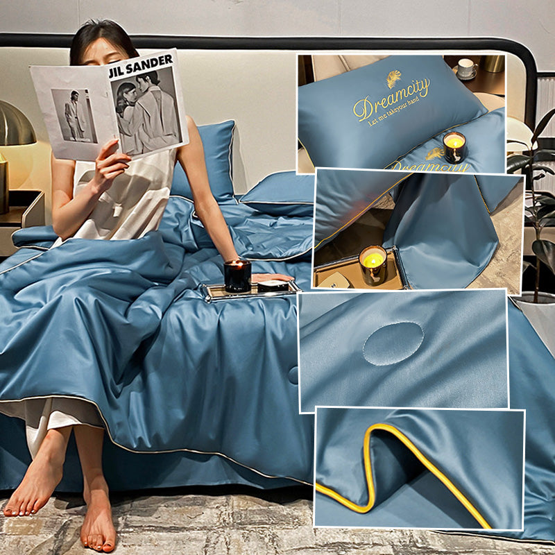 BowLift | Bedding Set Blue Silk Cooling Summer Quilt