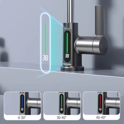 BowLift | WaterMaster Flexible LED Kitchen & Bathroom Faucet – 360° Swivel, Pull-Out Hose & 5 Spray Modes
