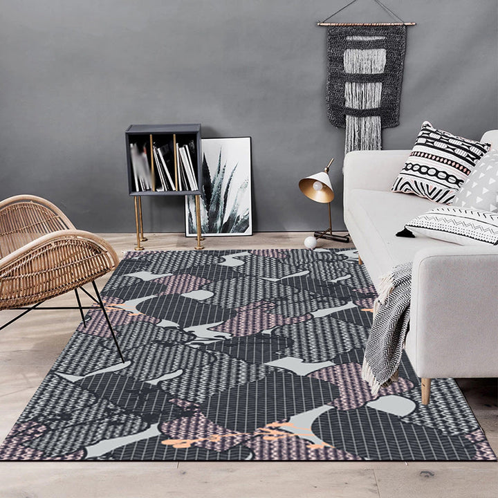 Gray Bedroom Carpet Modern Abstract Stripes Twisted Line Pattern Carpet Polyester Non-Slip Back Carpet | Bowlift