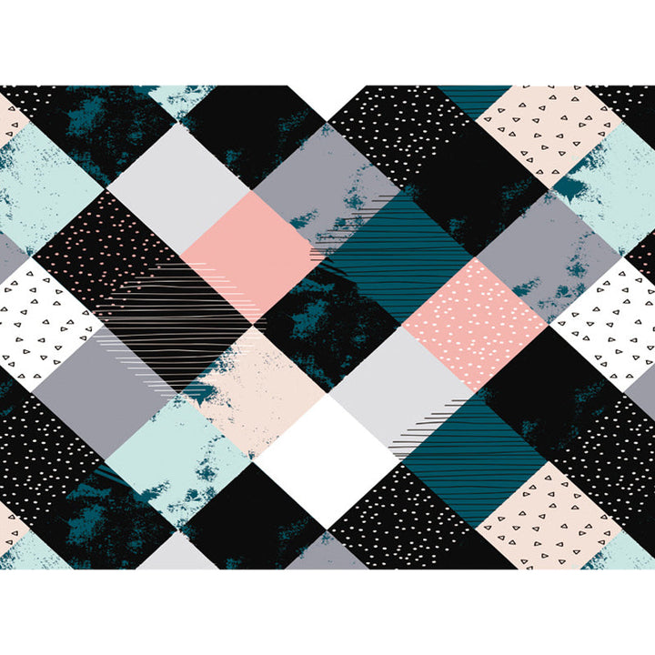 Multicolored Bedroom Rug Modern Geometric Square Pattern Area Rug Polyester Washable Pet-Friendly Rug | Bowlift