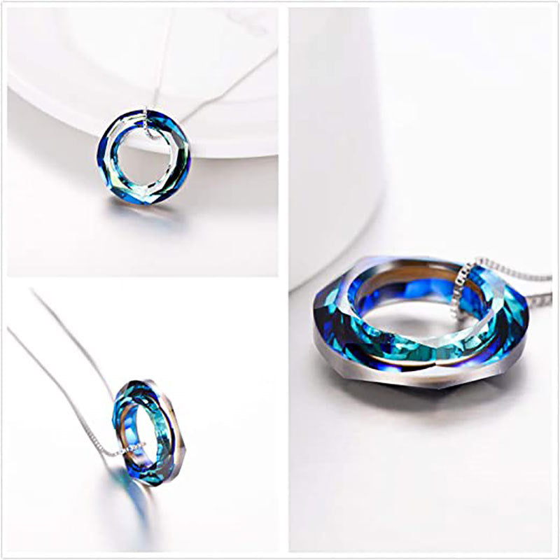 Crystal Circle Pendant Necklace Bowlift