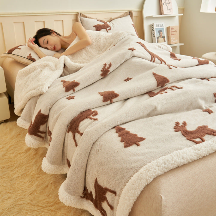 Coral fleece wool blanket, quilted, 300–500 g