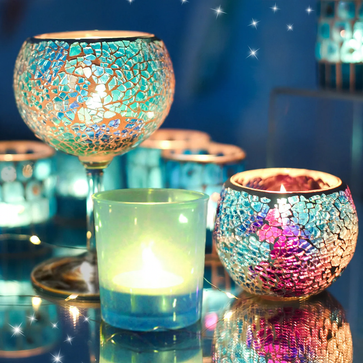 Mosaic glass candle holder, various sets