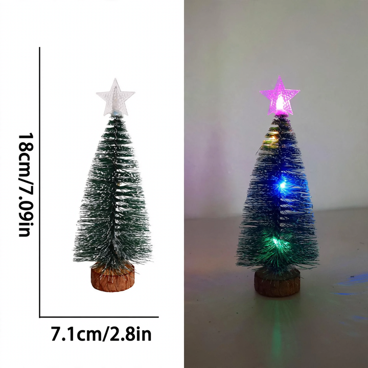 Mini Christmas tree with lighting and artificial snow