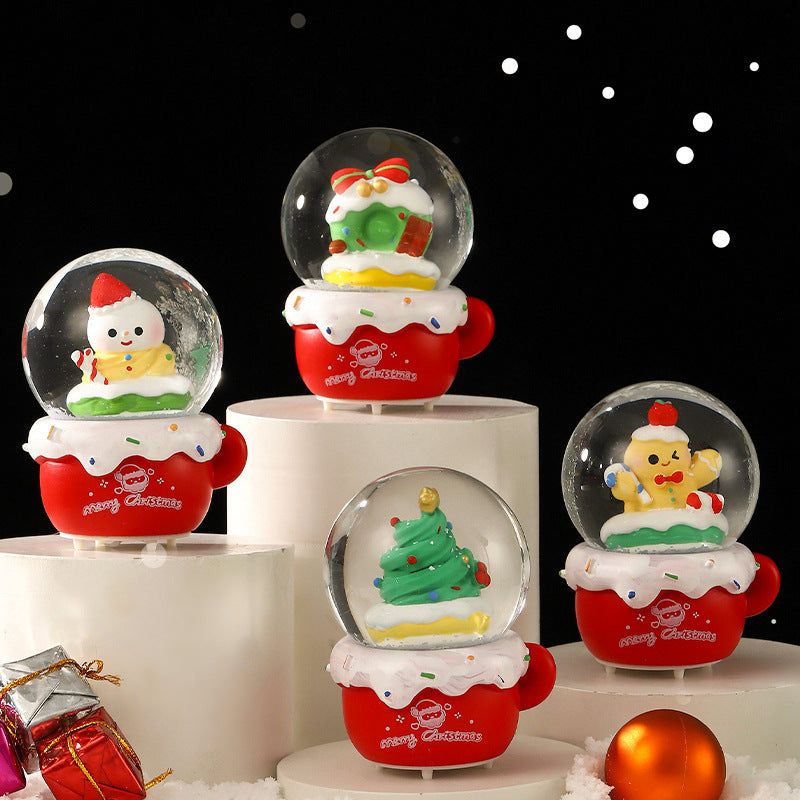 Christmas snow globe with lighting and glitter effect