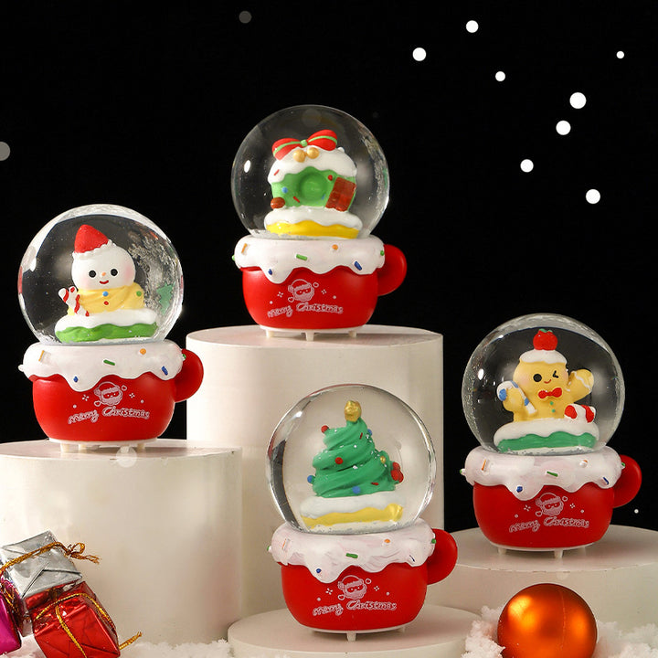 Christmas snow globe with lighting and glitter effect