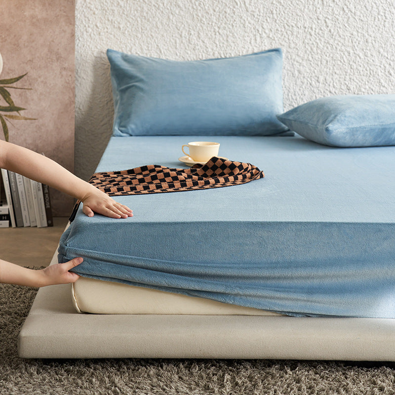 Milk fiber fleece fitted sheet for winter