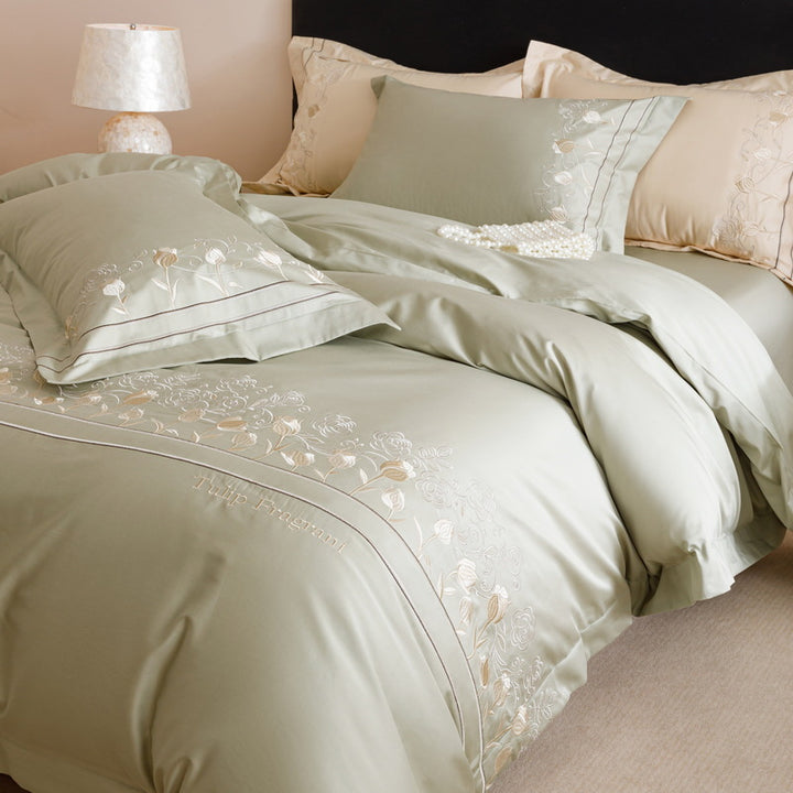 Long-staple cotton bedding, 4-piece, embroidery